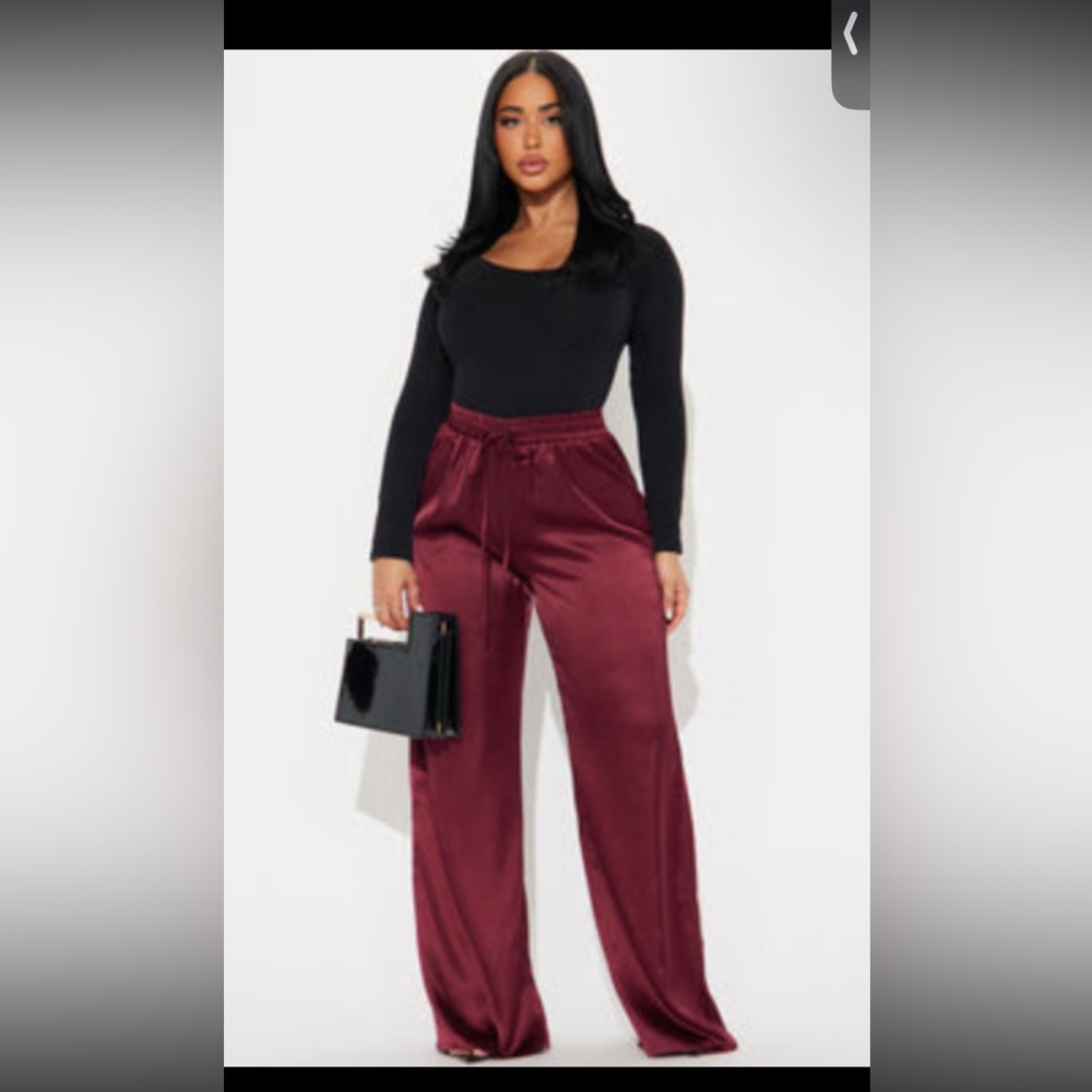 Fashion Nova Deep Red Wide Leg Pants